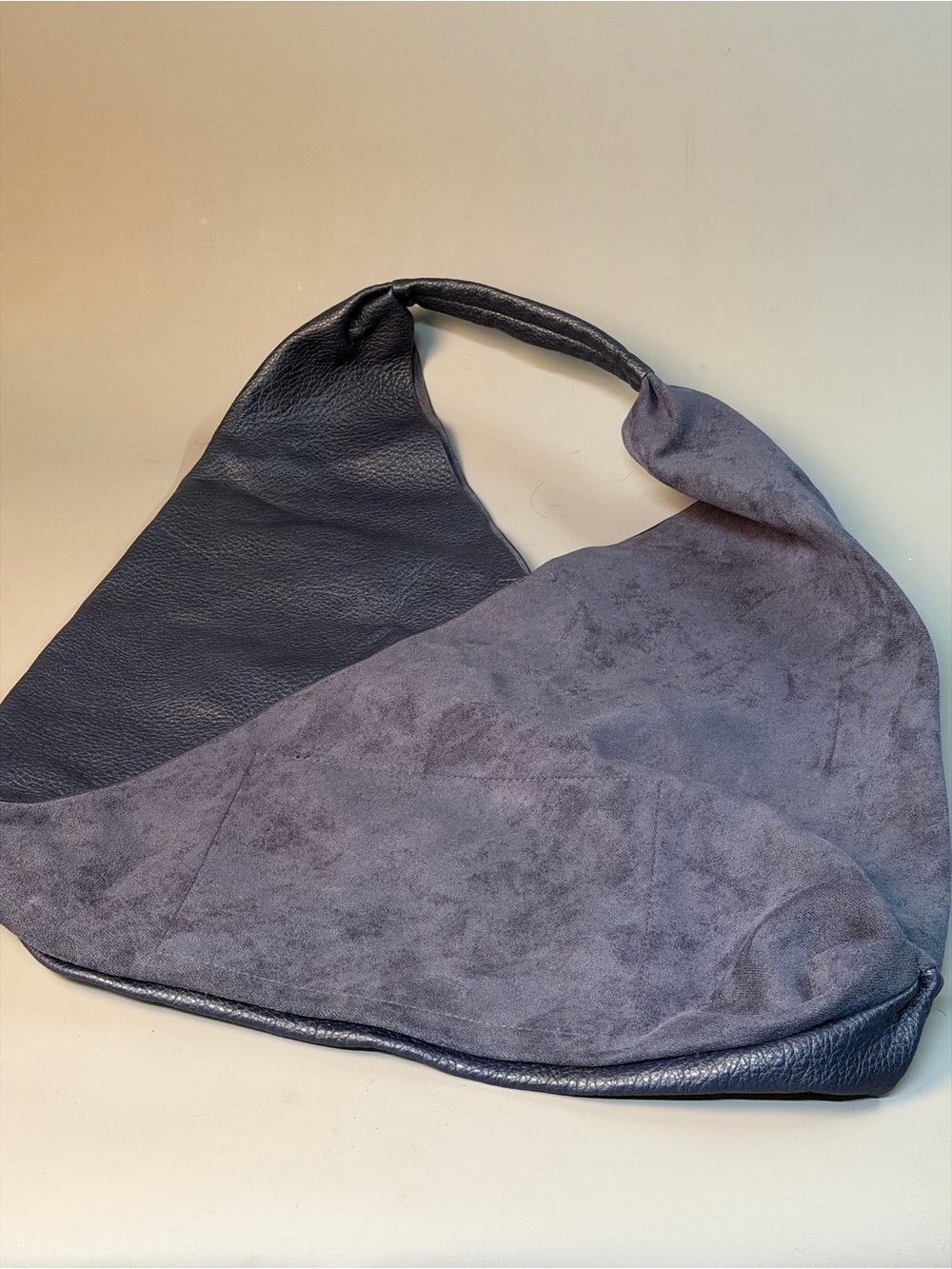 Shiraleah Two-Tone Suede & Leather Hobo Bag in Dark Blue and Slate